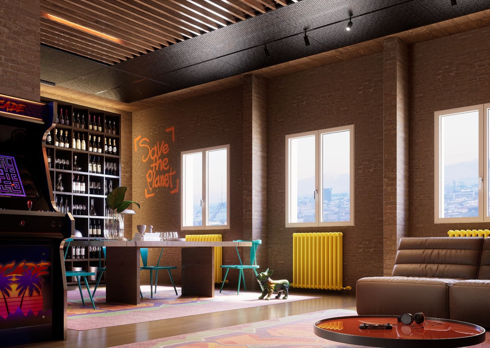 Ambiente moderno con serramenti in alluminio